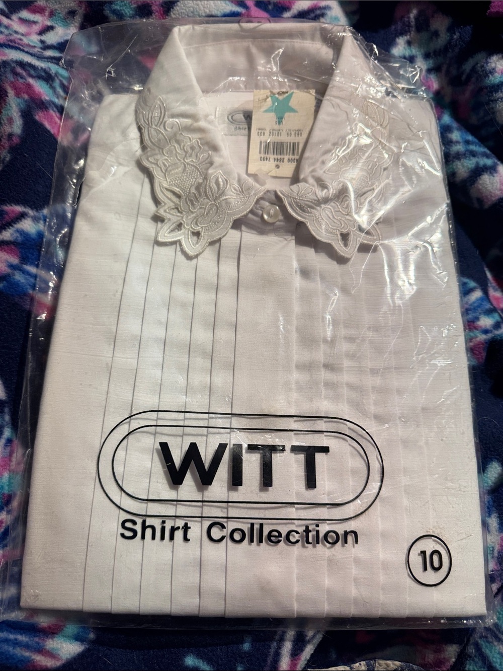 Witt vintage off white long sleeve lace collared blouse size 10 new with tags